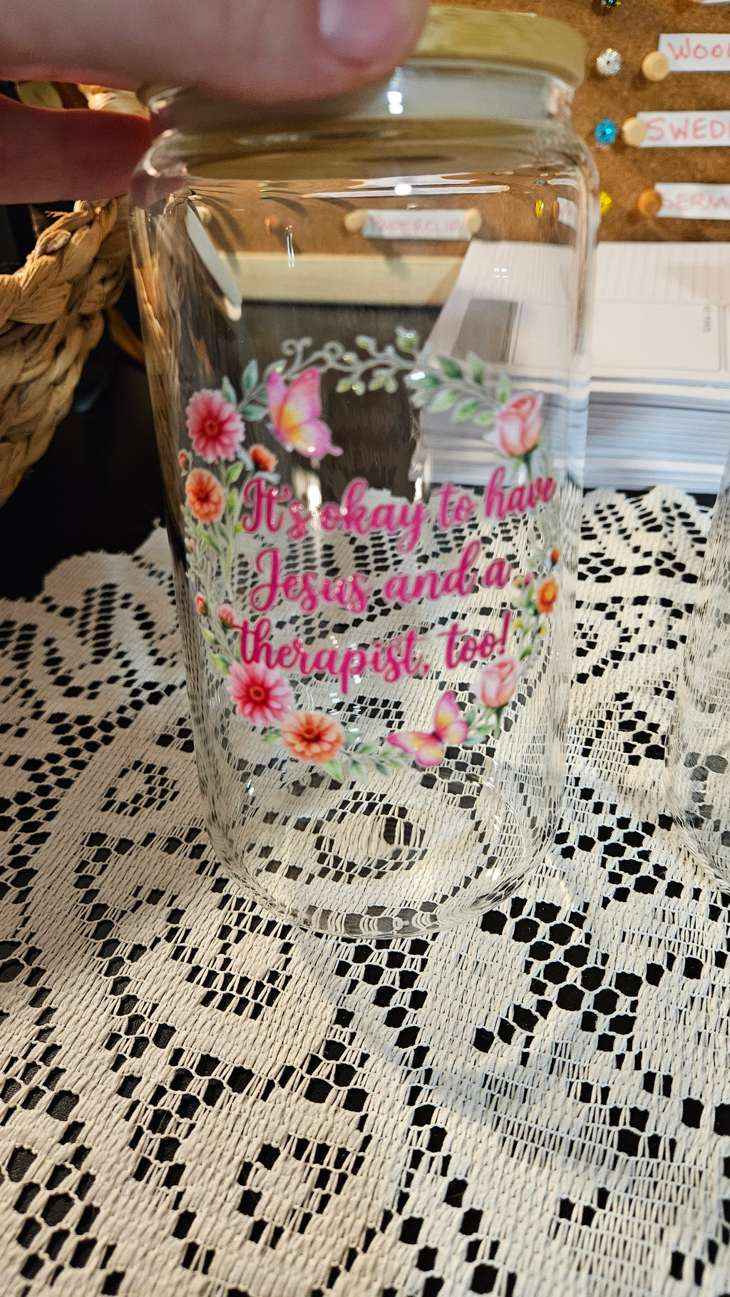 Jesus and Therapist Glass Tumbler ADD ON