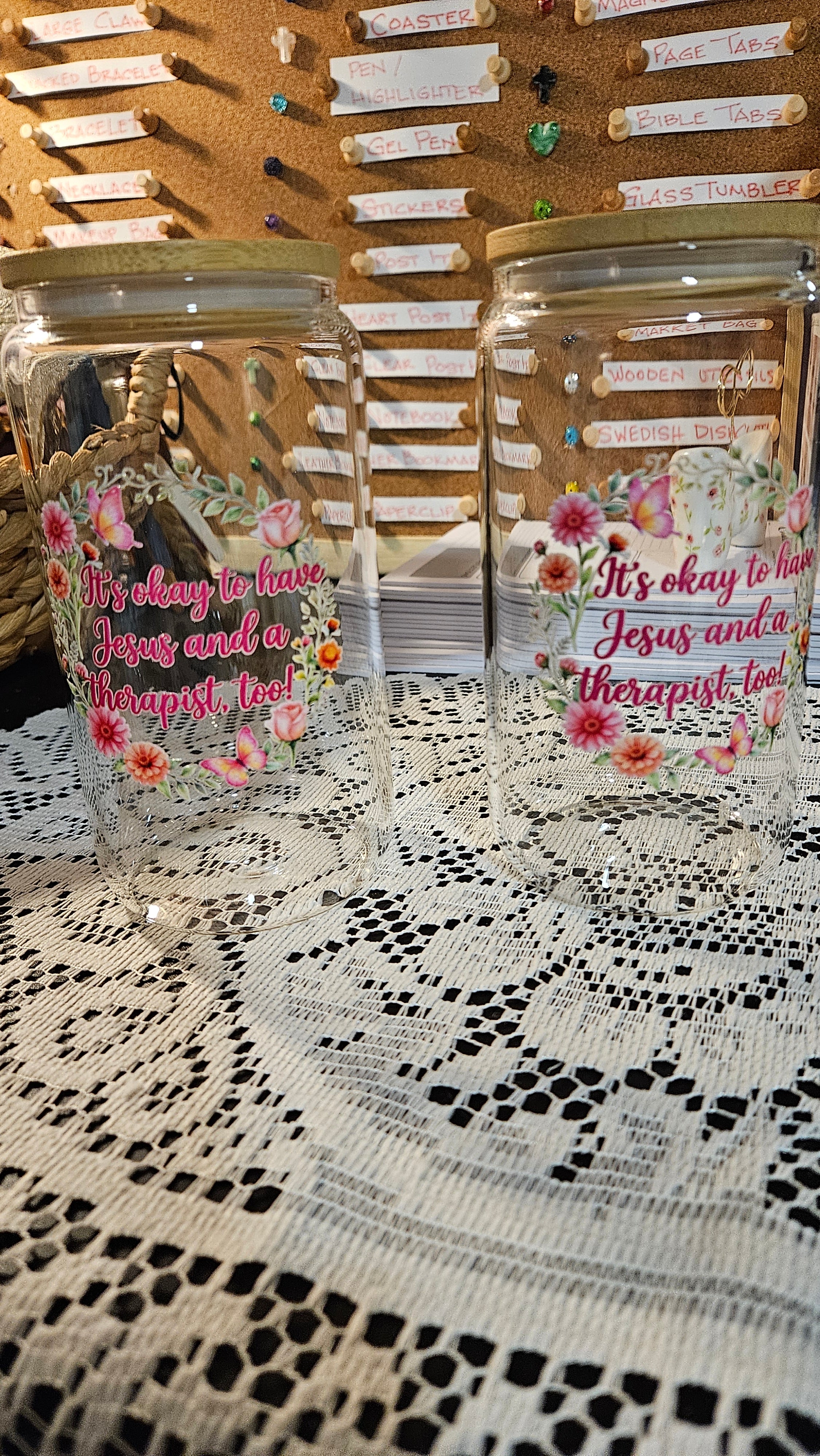 Jesus and Therapist Glass Tumbler ADD ON